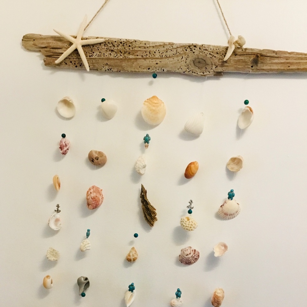Large Seashell Wind-chimes Bahamas shoreline driftwood